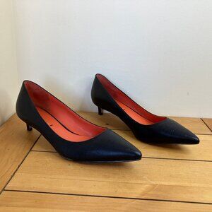 Via Spiga Leather Kitten Heels Black Pointed Toe Pumps Women's US 8 Shoes